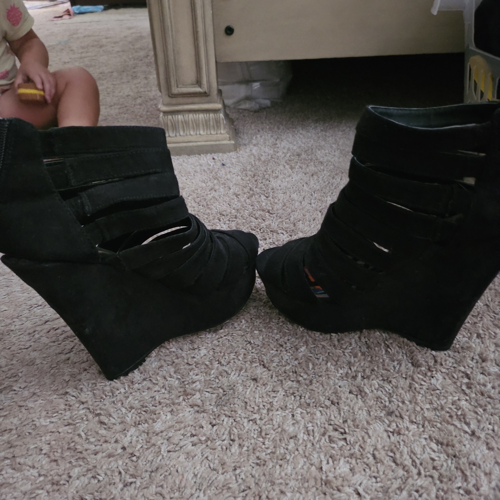 Madden Girl Black Wedge Ankle Boots